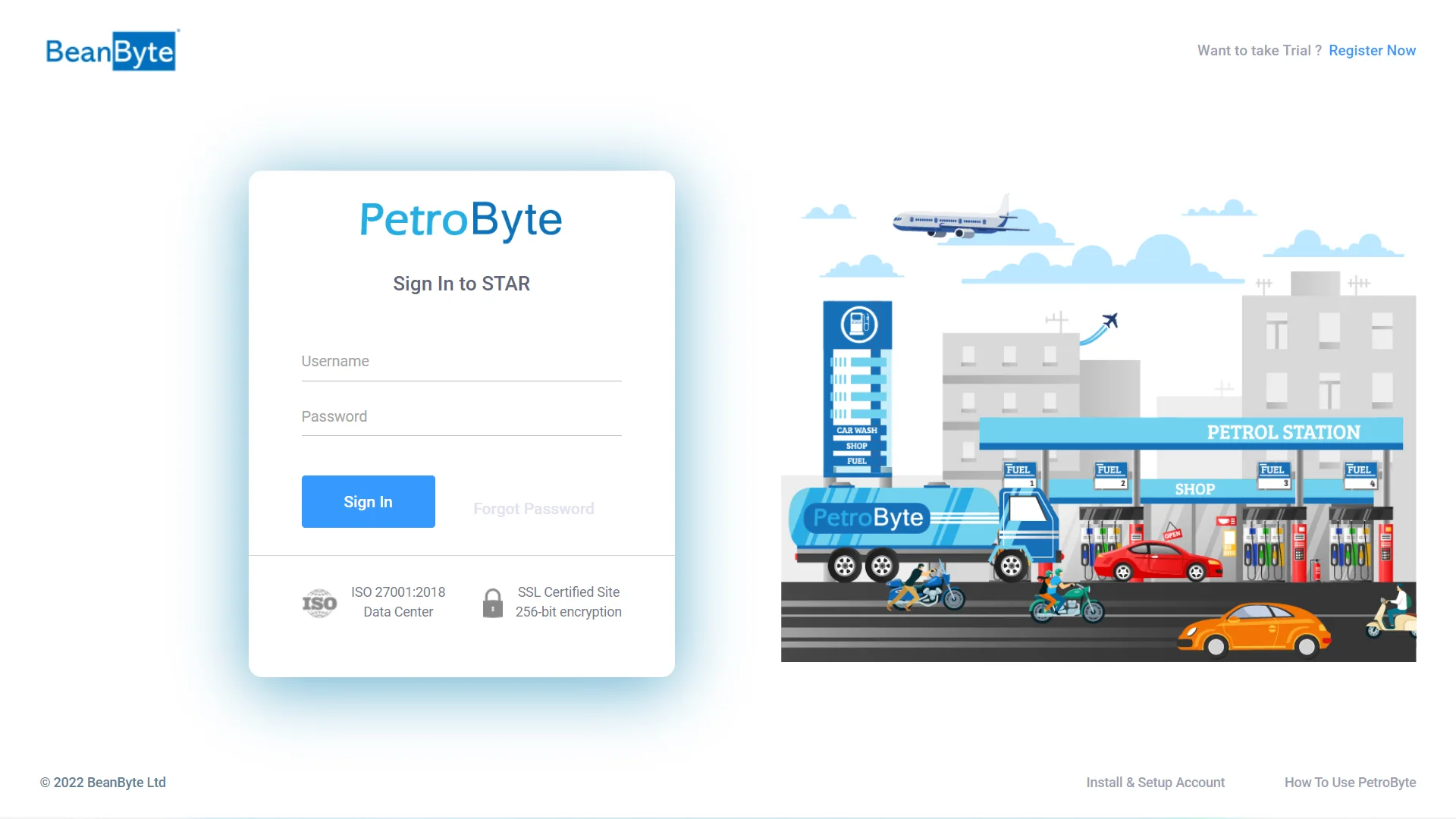 PetroByte Login page